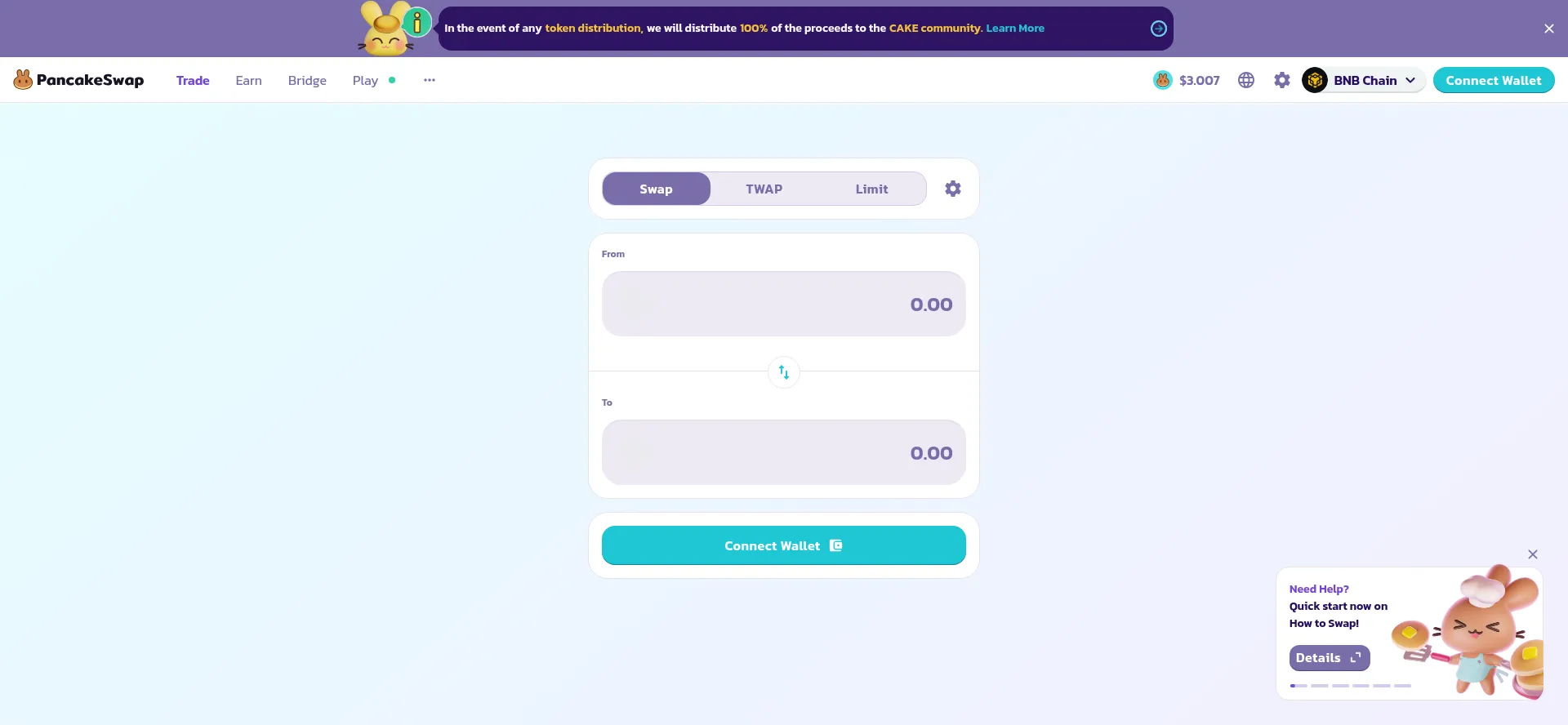 Website screenshot of Pancakeswap.finance