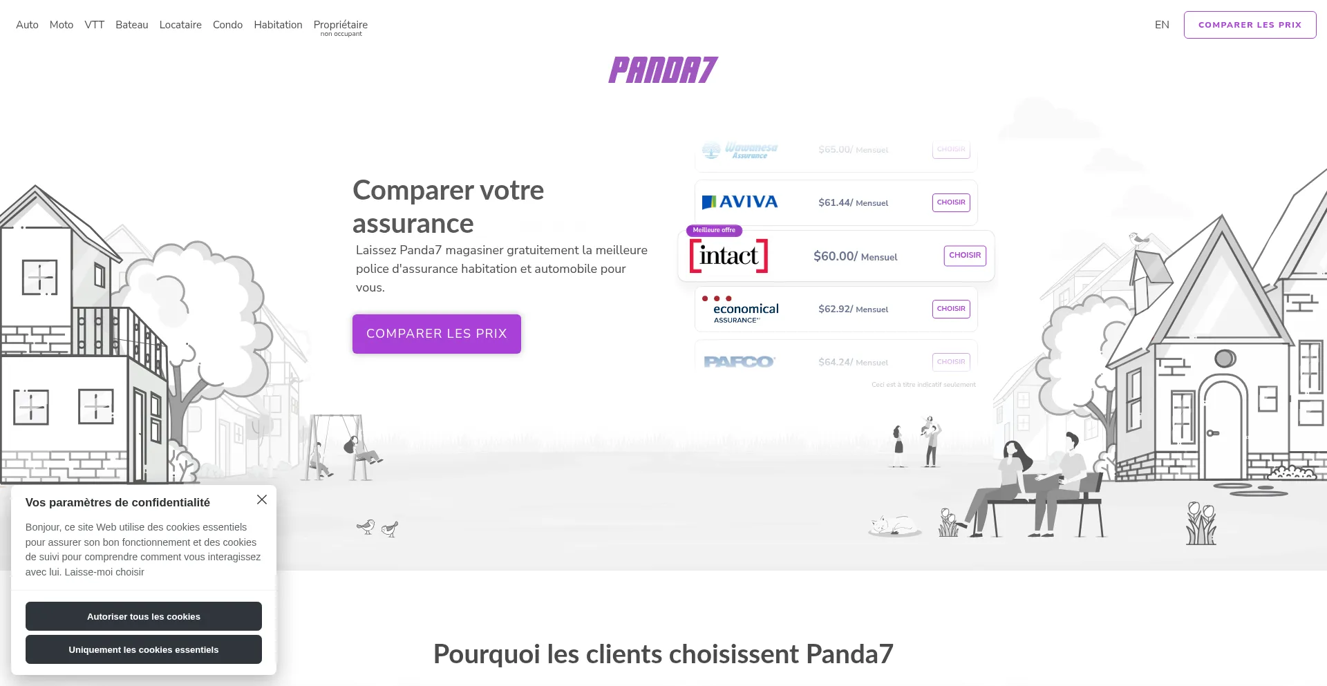 Website screenshot of Panda7.ca