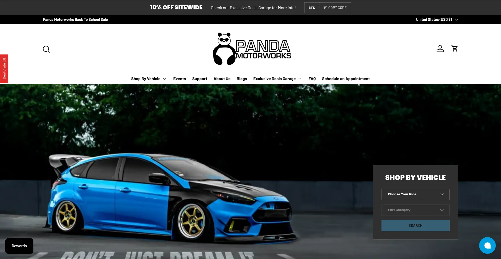 Website screenshot of Pandamotorworks.com