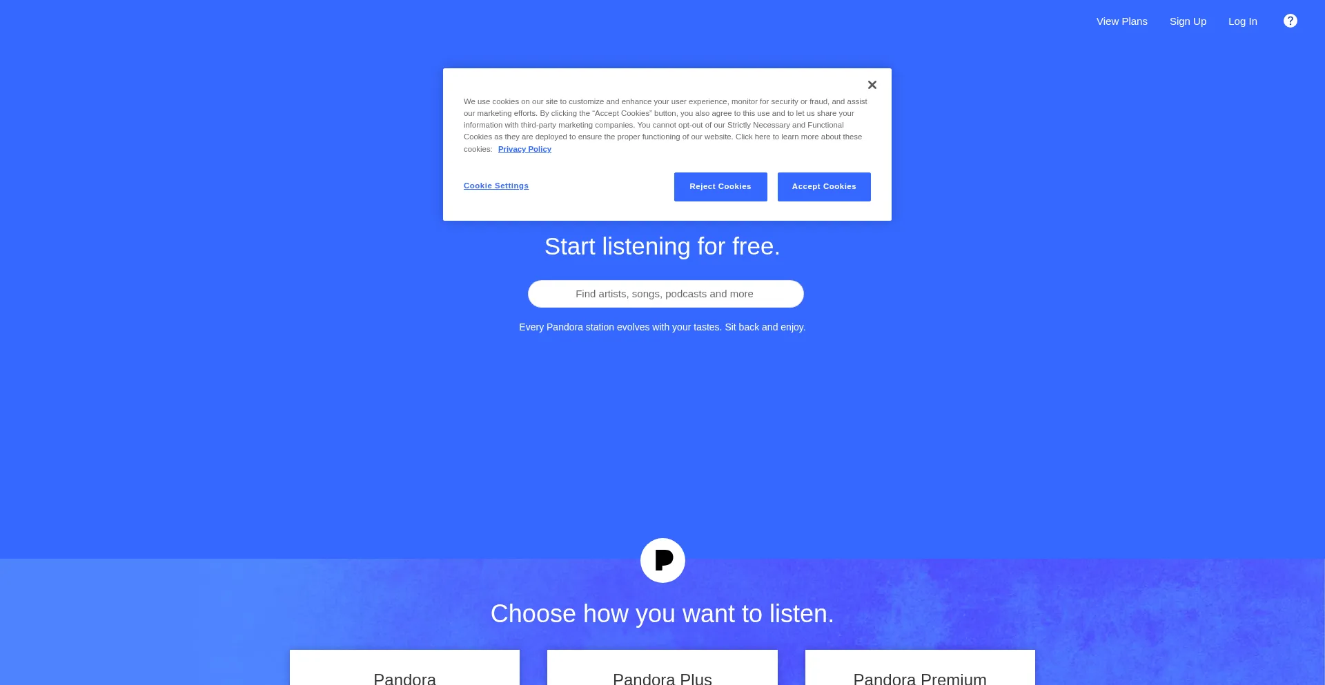 Pandora.com Screenshot