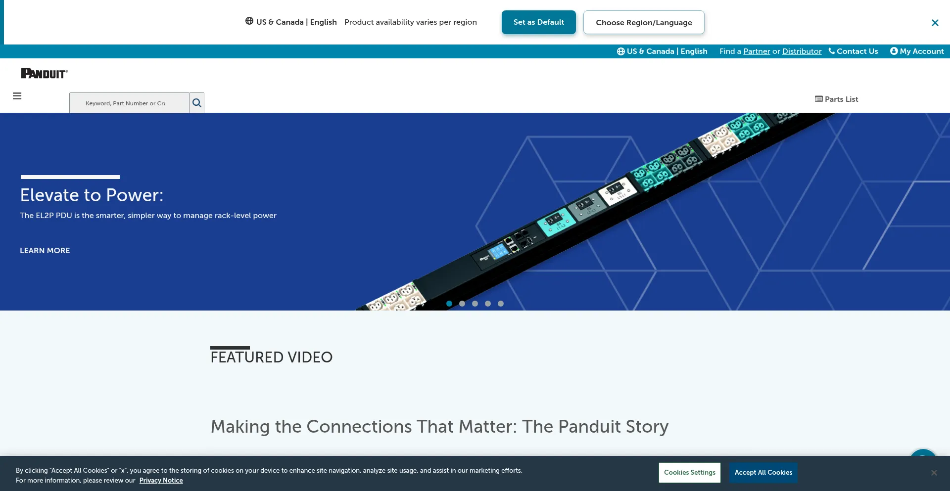 Website screenshot of Panduit.com