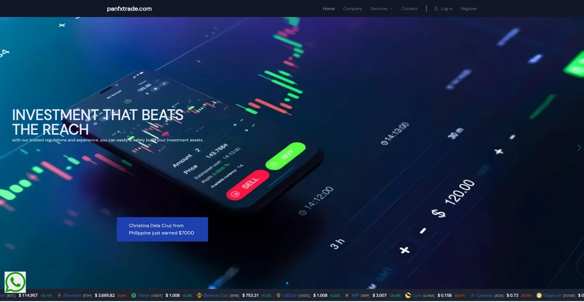 Website screenshot of Panfxtrade.com