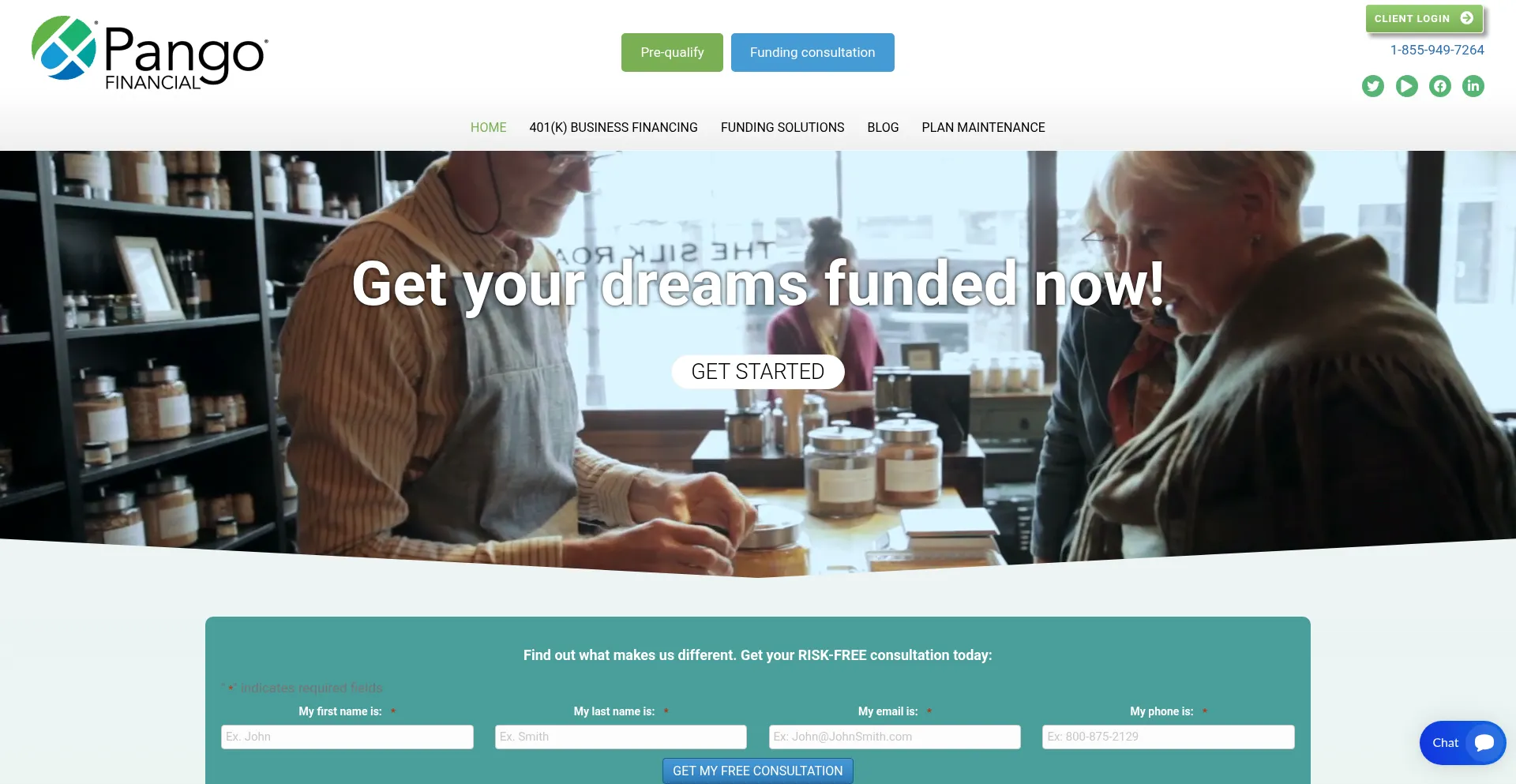 Website screenshot of Pangofinancial.com