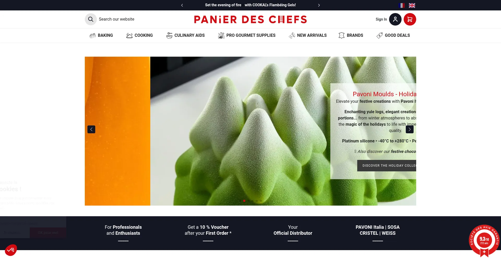Website screenshot of Panierdeschefs.eu