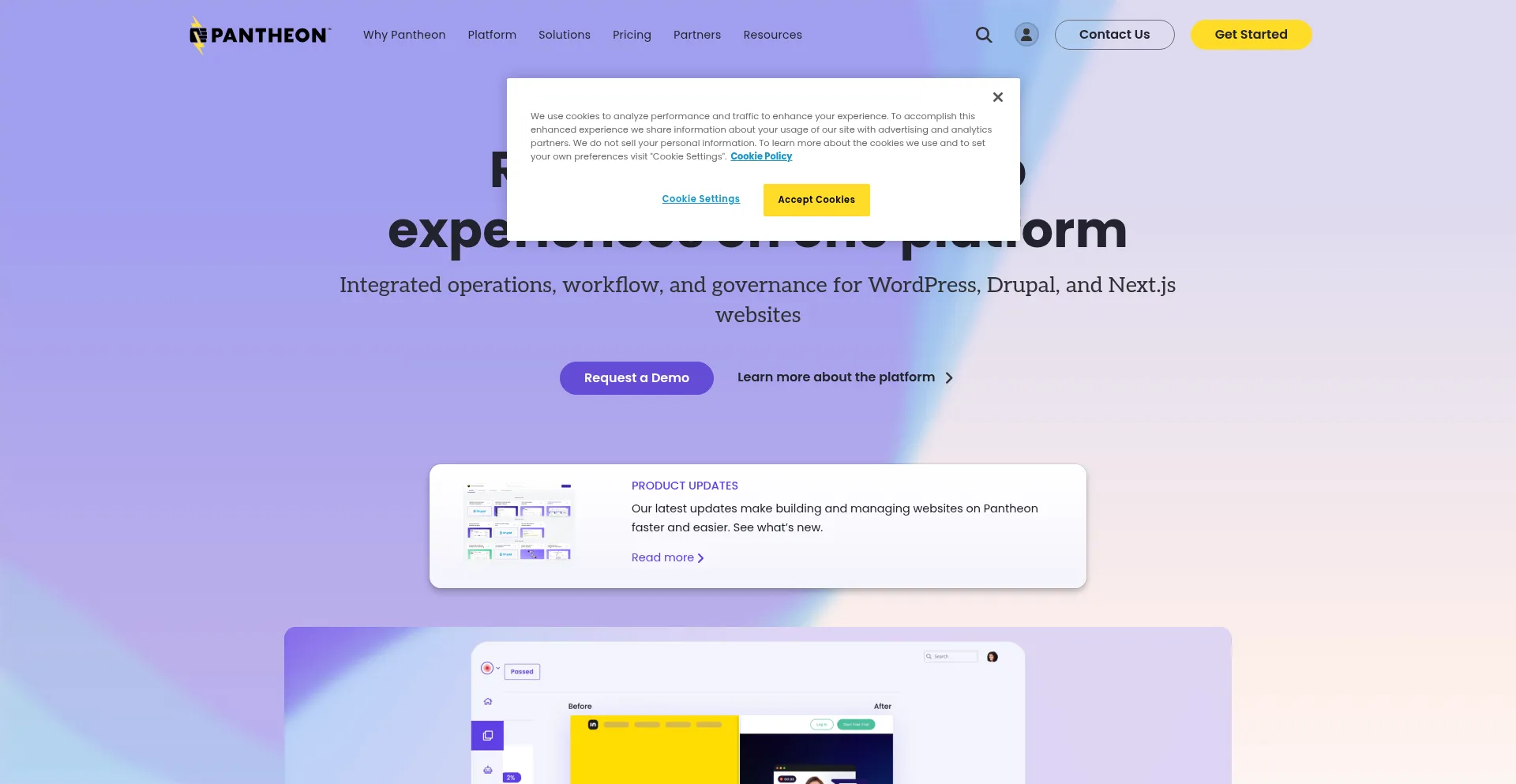 Website screenshot of Pantheon.io
