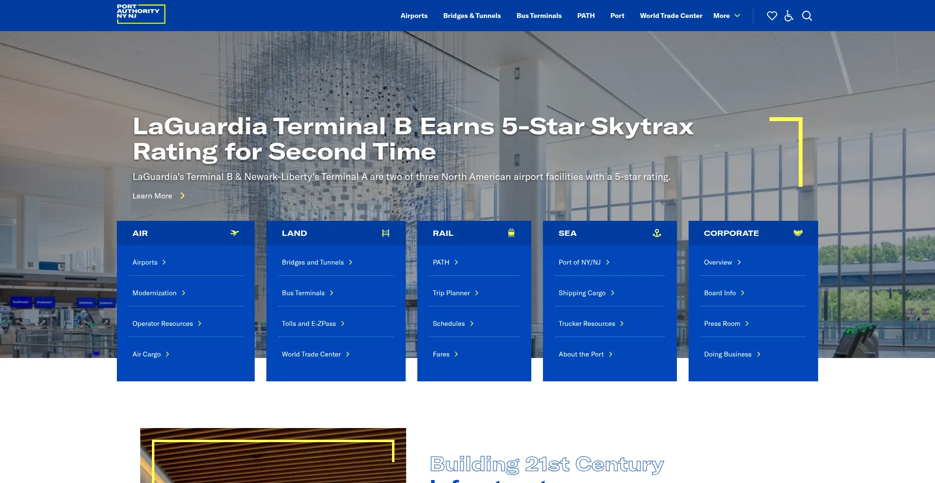 Website screenshot of Panynj.gov