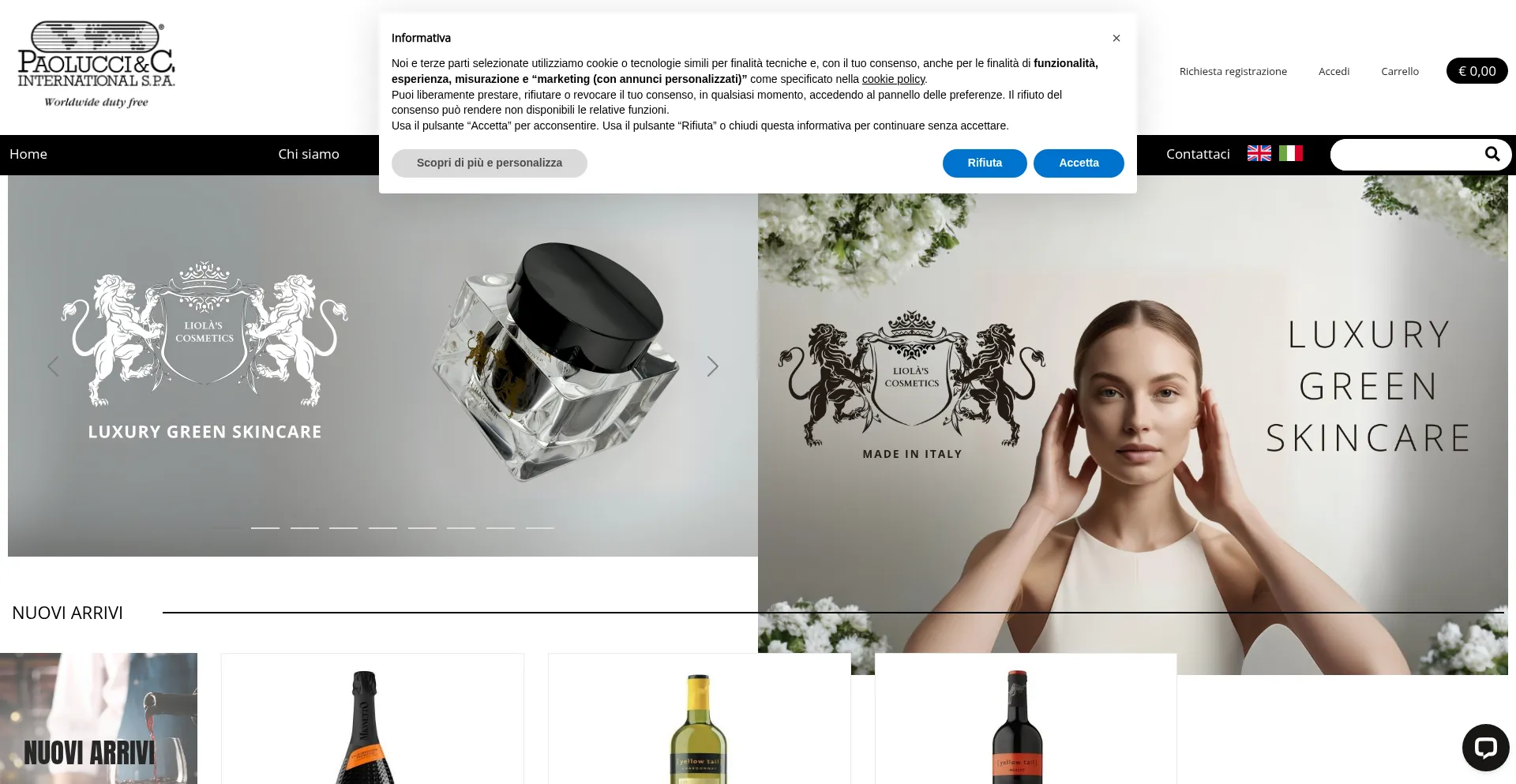 Paoluccidutyfree.it Screenshot