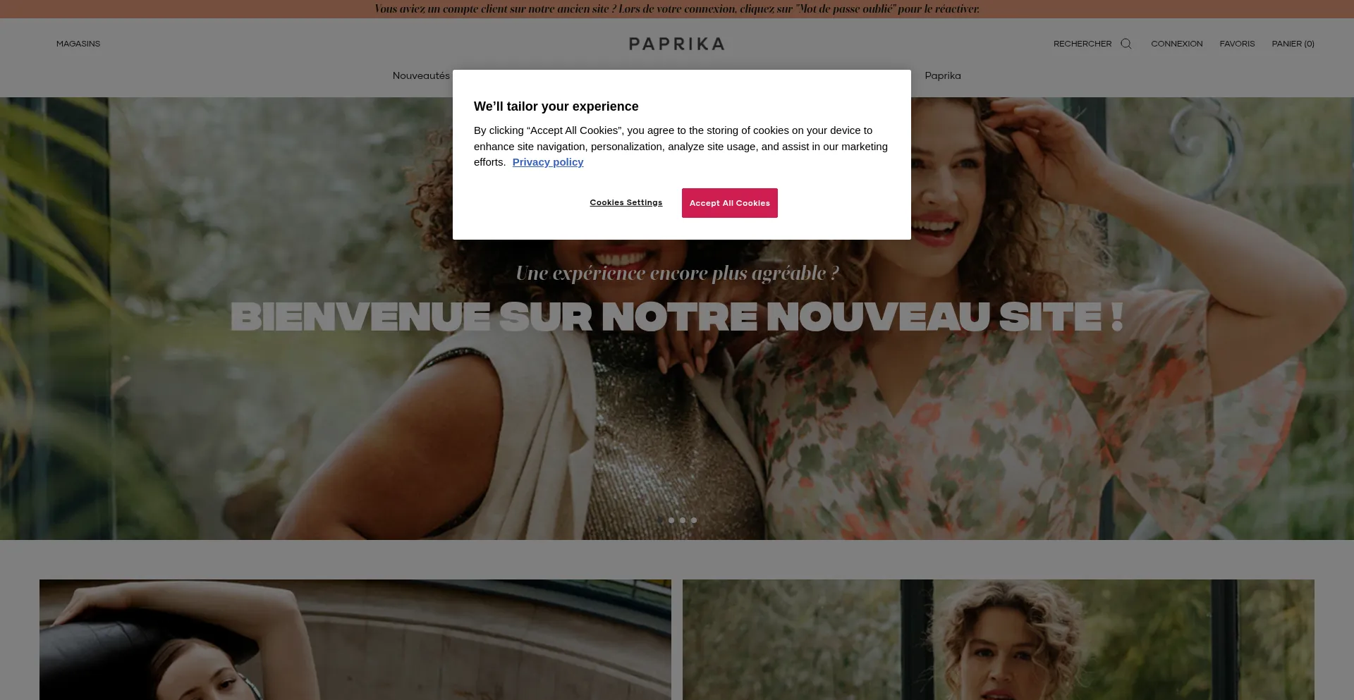 Website screenshot of Paprika-shopping.be