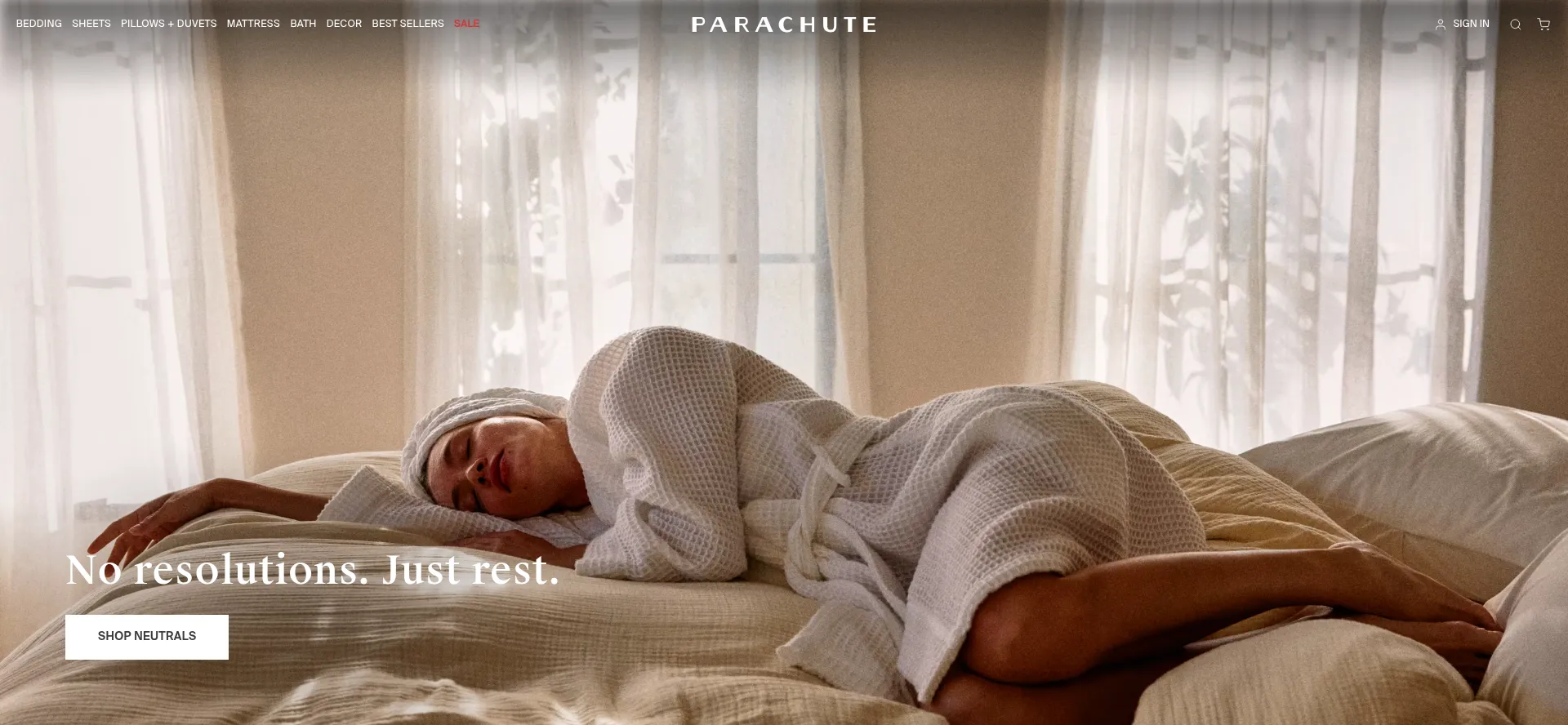 Website screenshot of Parachutehome.com