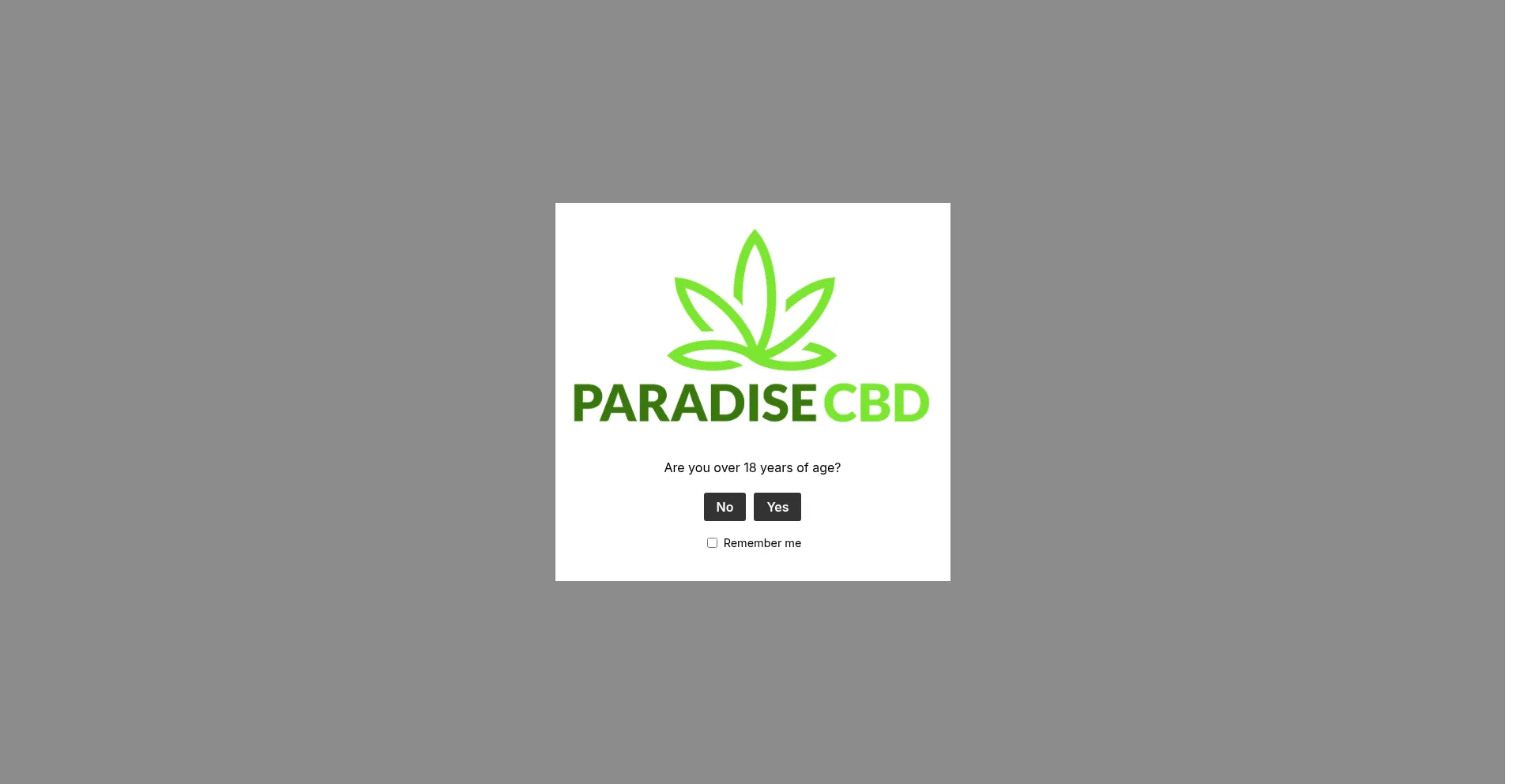 Website screenshot of Paradisecbd.co.uk