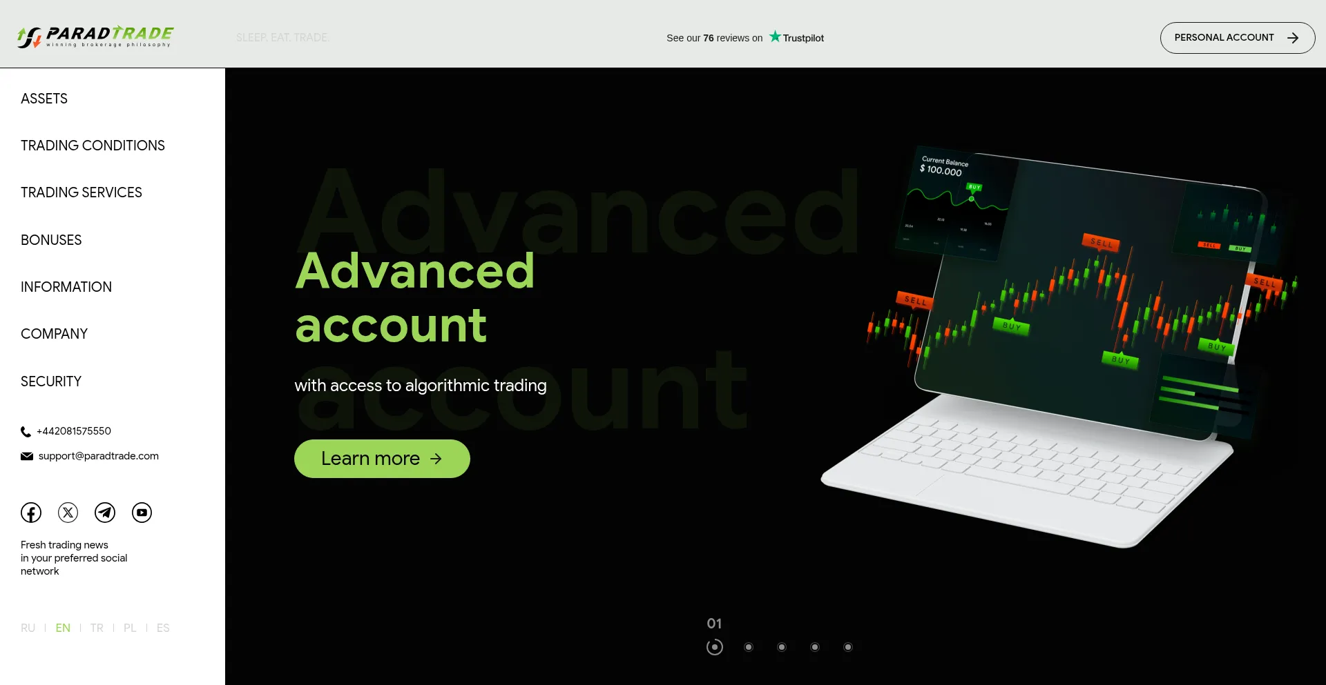 Paradtrade.com Screenshot
