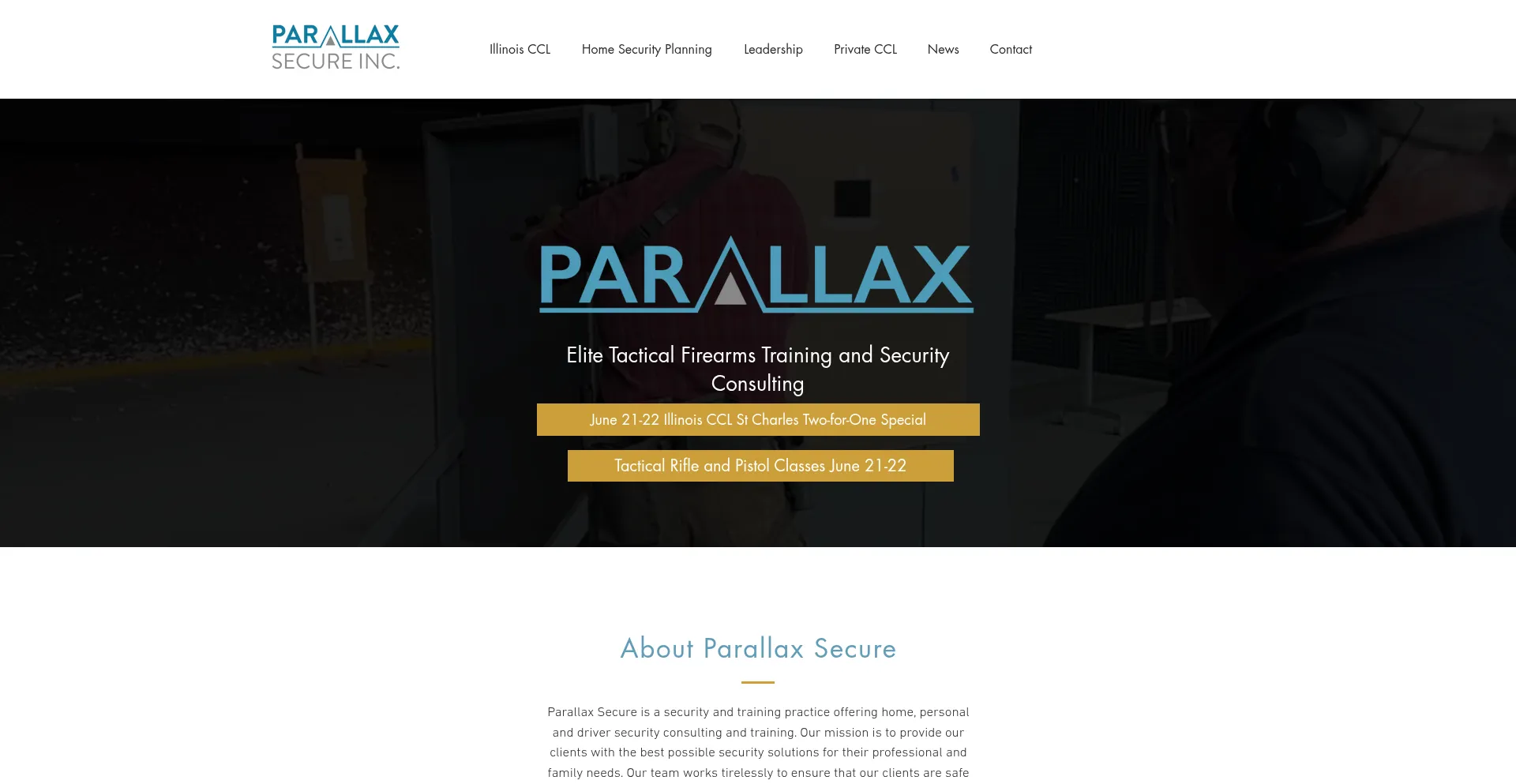 Website screenshot of Parallaxsecure.com