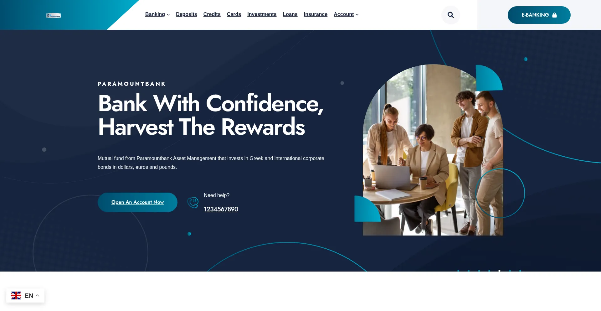 Website screenshot of Paramountsbank.online