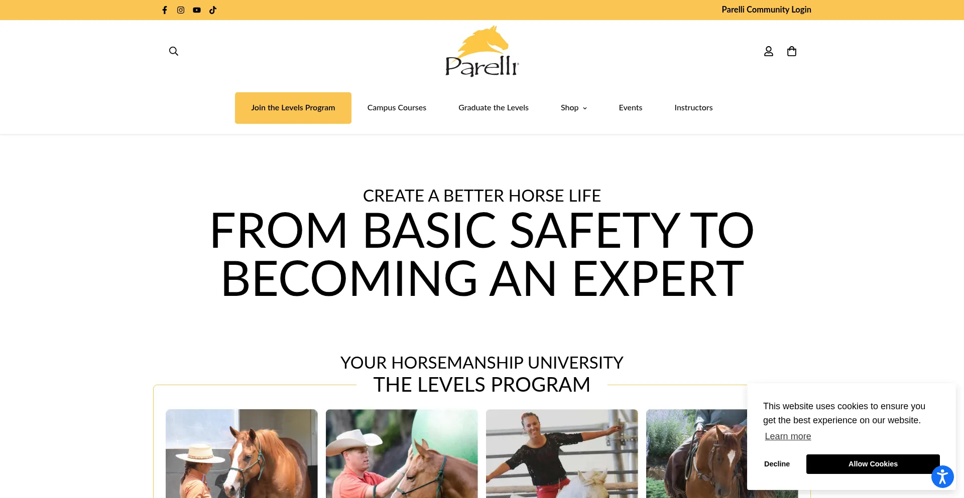 Website screenshot of Parelli.com
