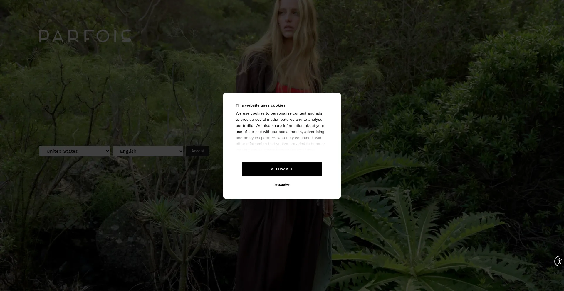 Website screenshot of Parfois.com