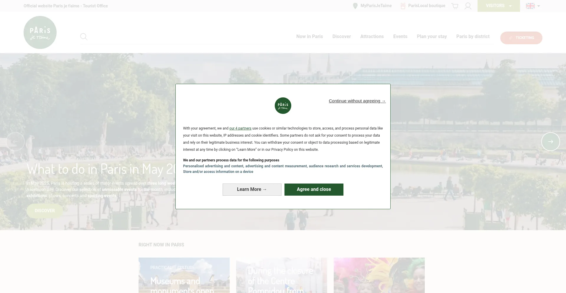 Website screenshot of Parisjetaime.com
