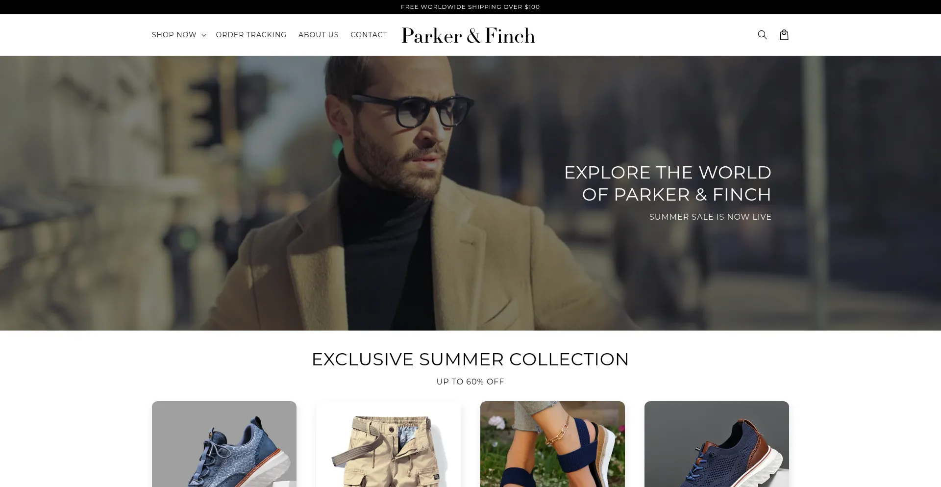 Website screenshot of Parkerandfinch.com