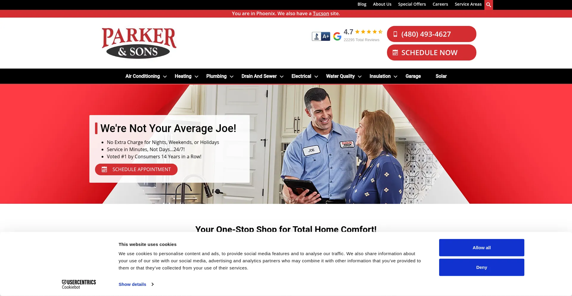 Website screenshot of Parkerandsons.com