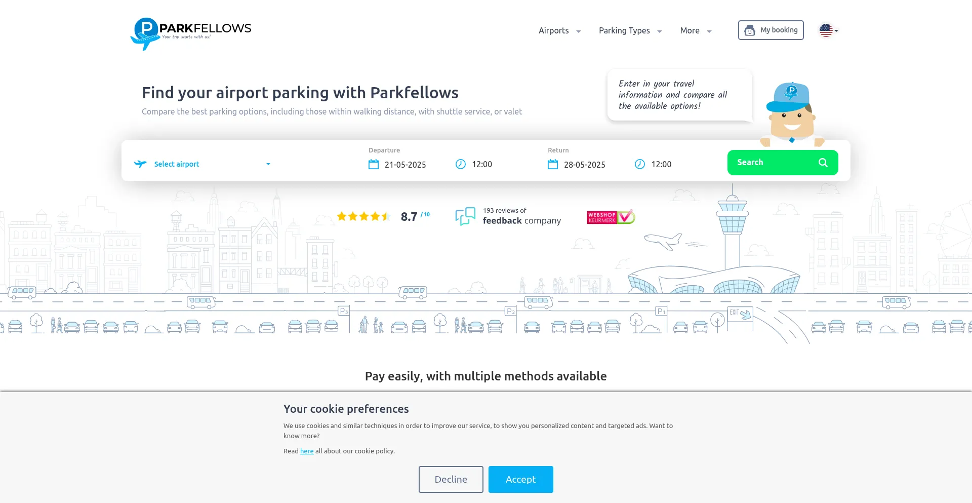 Website screenshot of Parkfellows.com