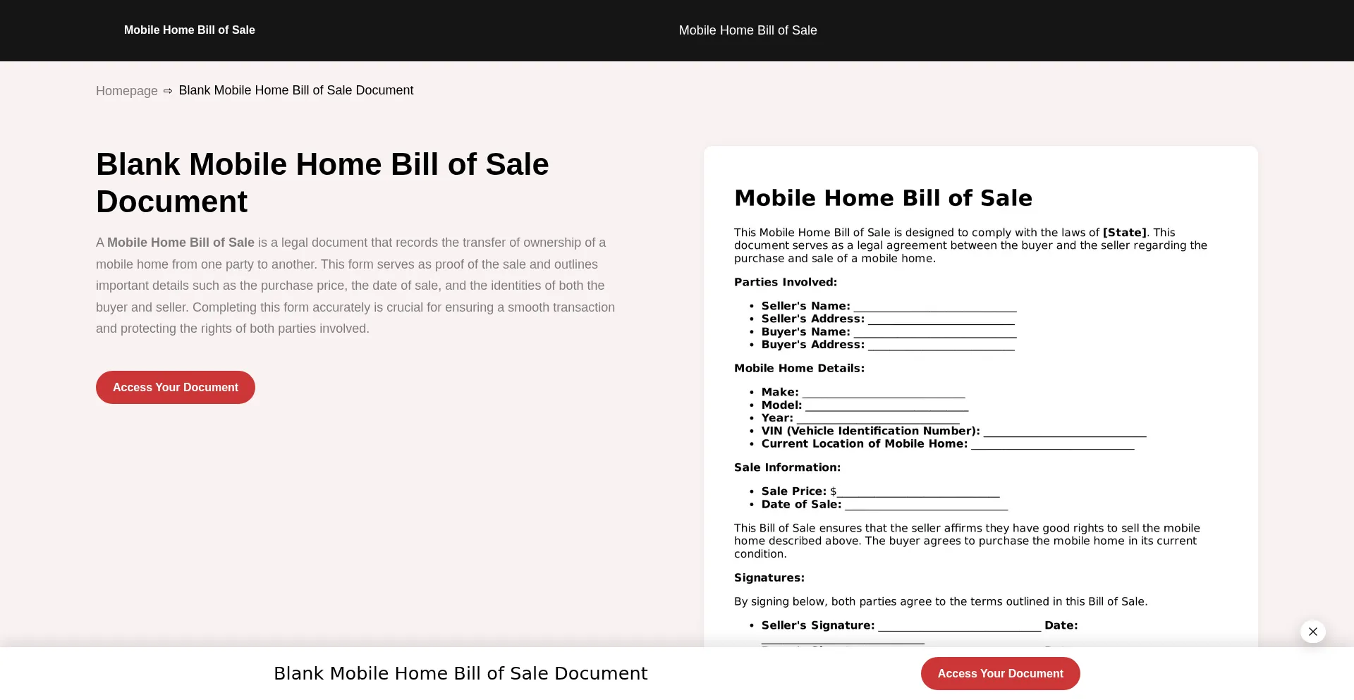 Parkhomebillofsale.com