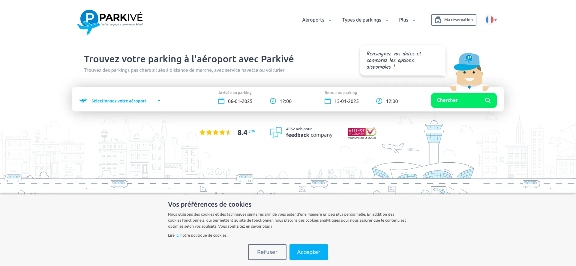 Website screenshot of Parkive.fr