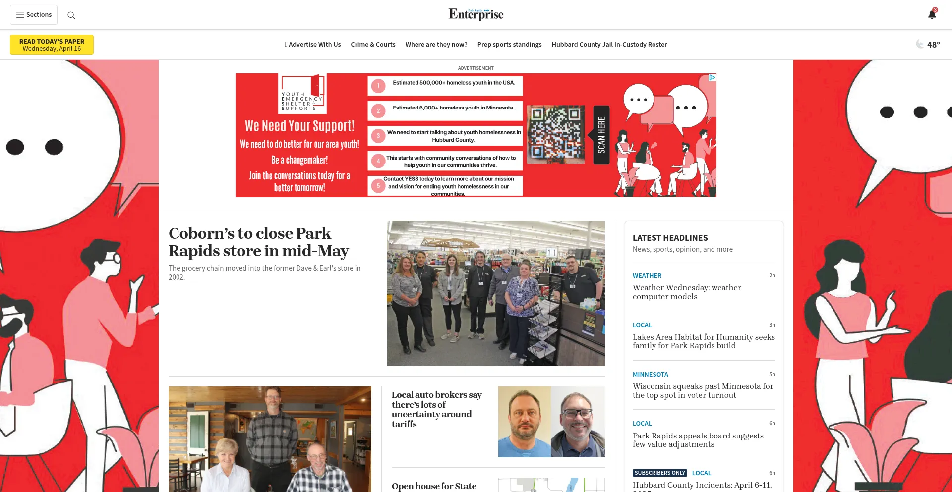 Website screenshot of Parkrapidsenterprise.com