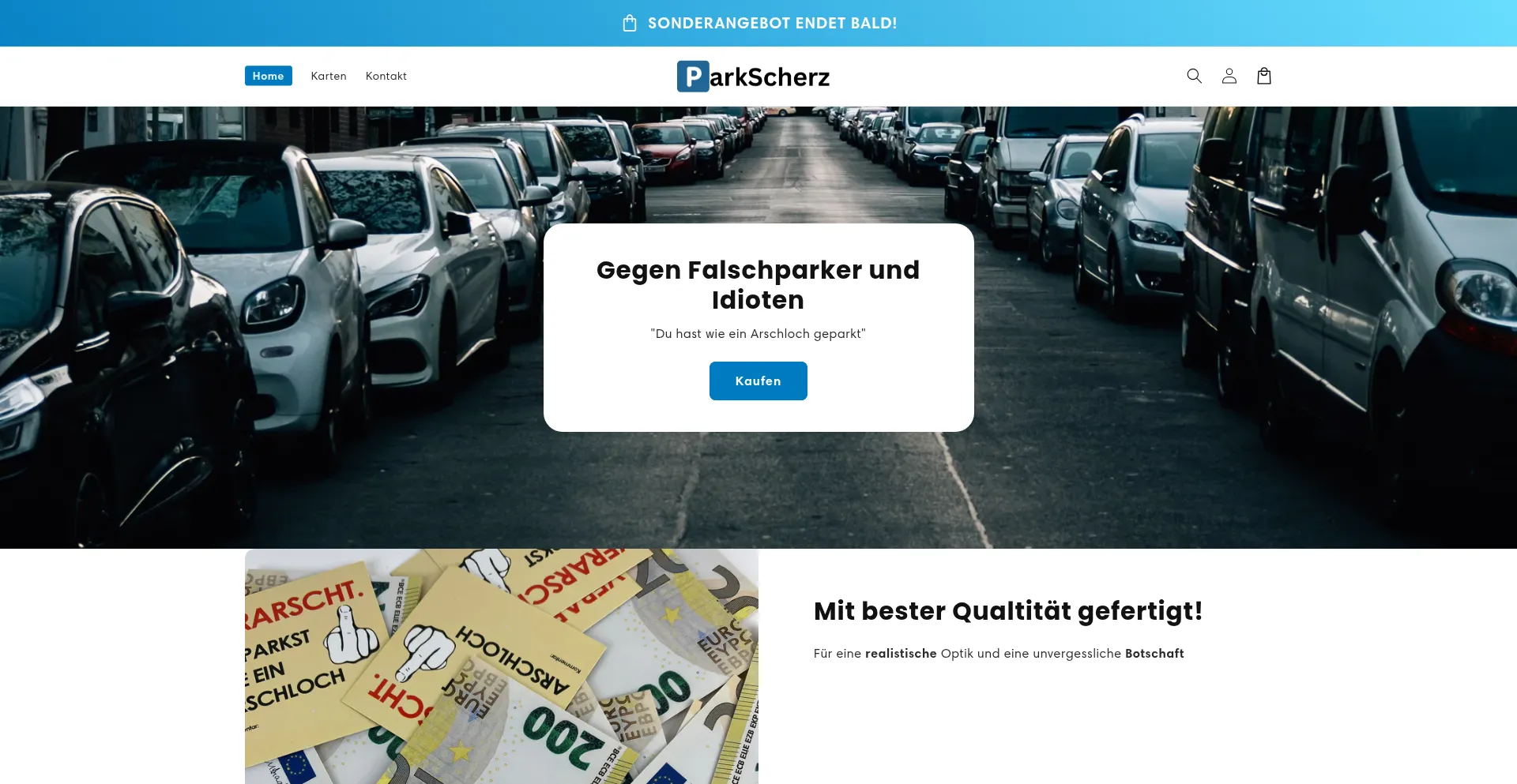 Website screenshot of Parkscherz.com