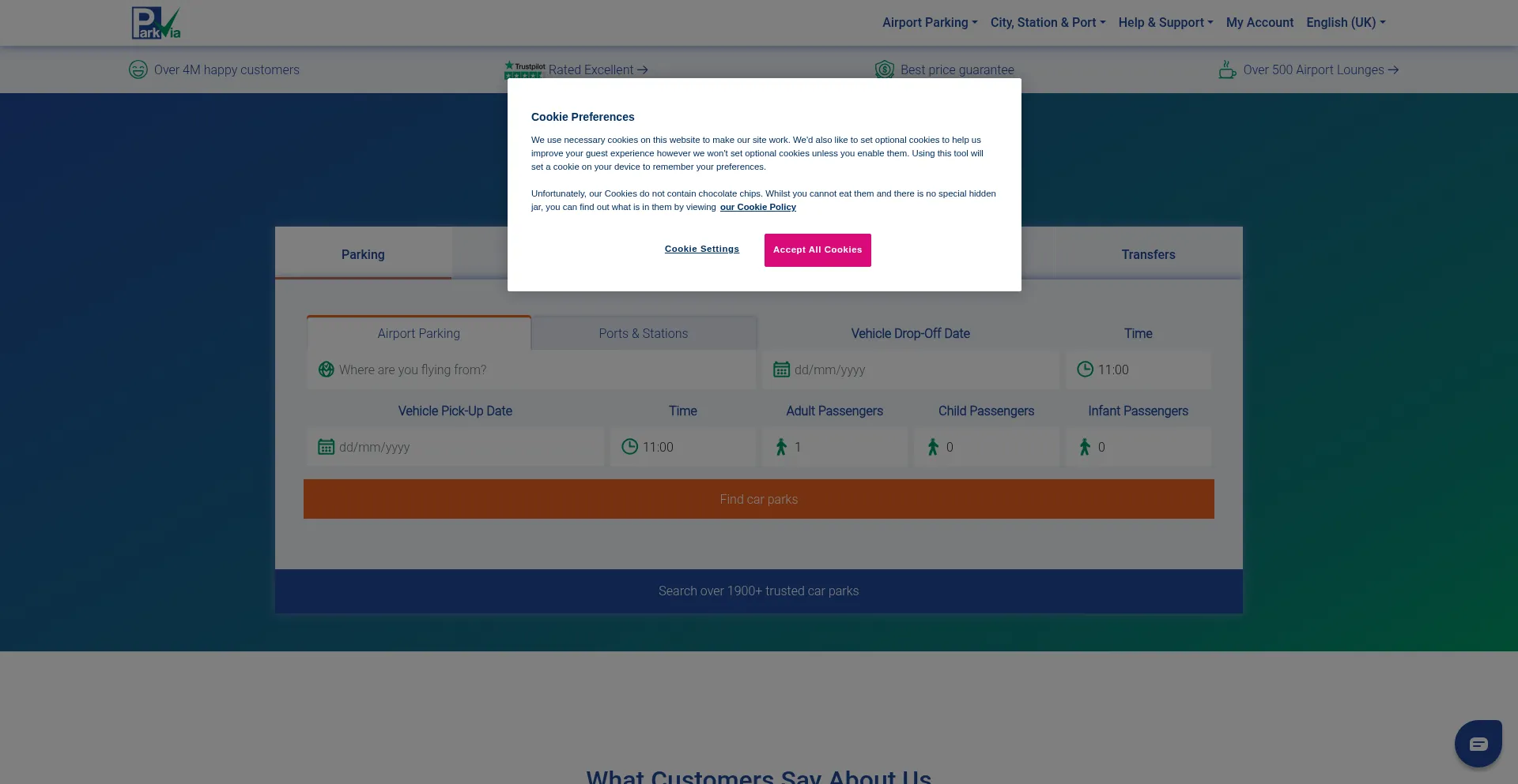 Website screenshot of Parkvia.com