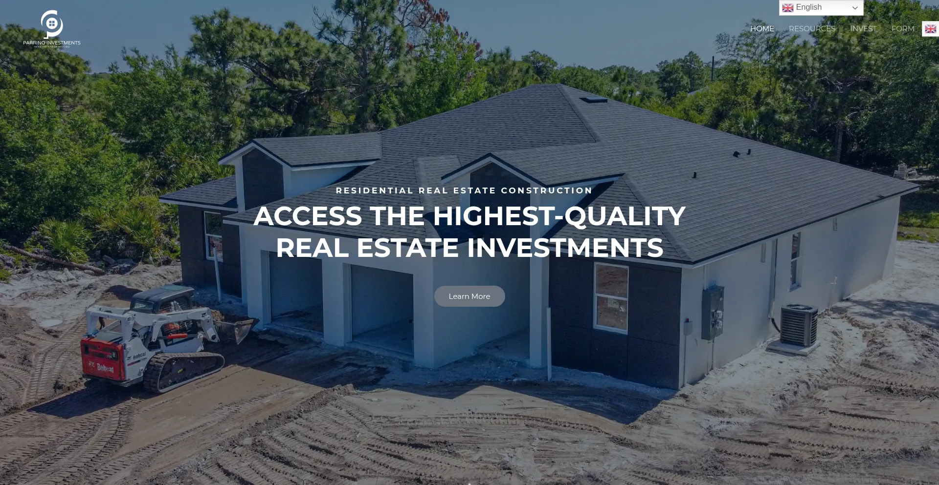 Website screenshot of Parrinoinvestments.com