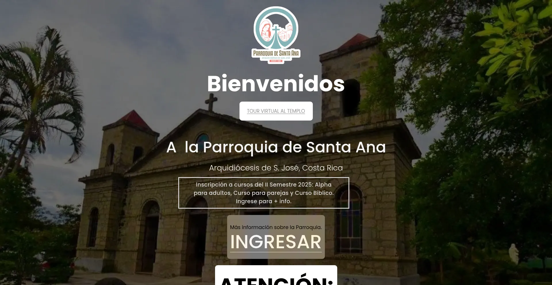 Website screenshot of Parroquiasantaana-cr.org