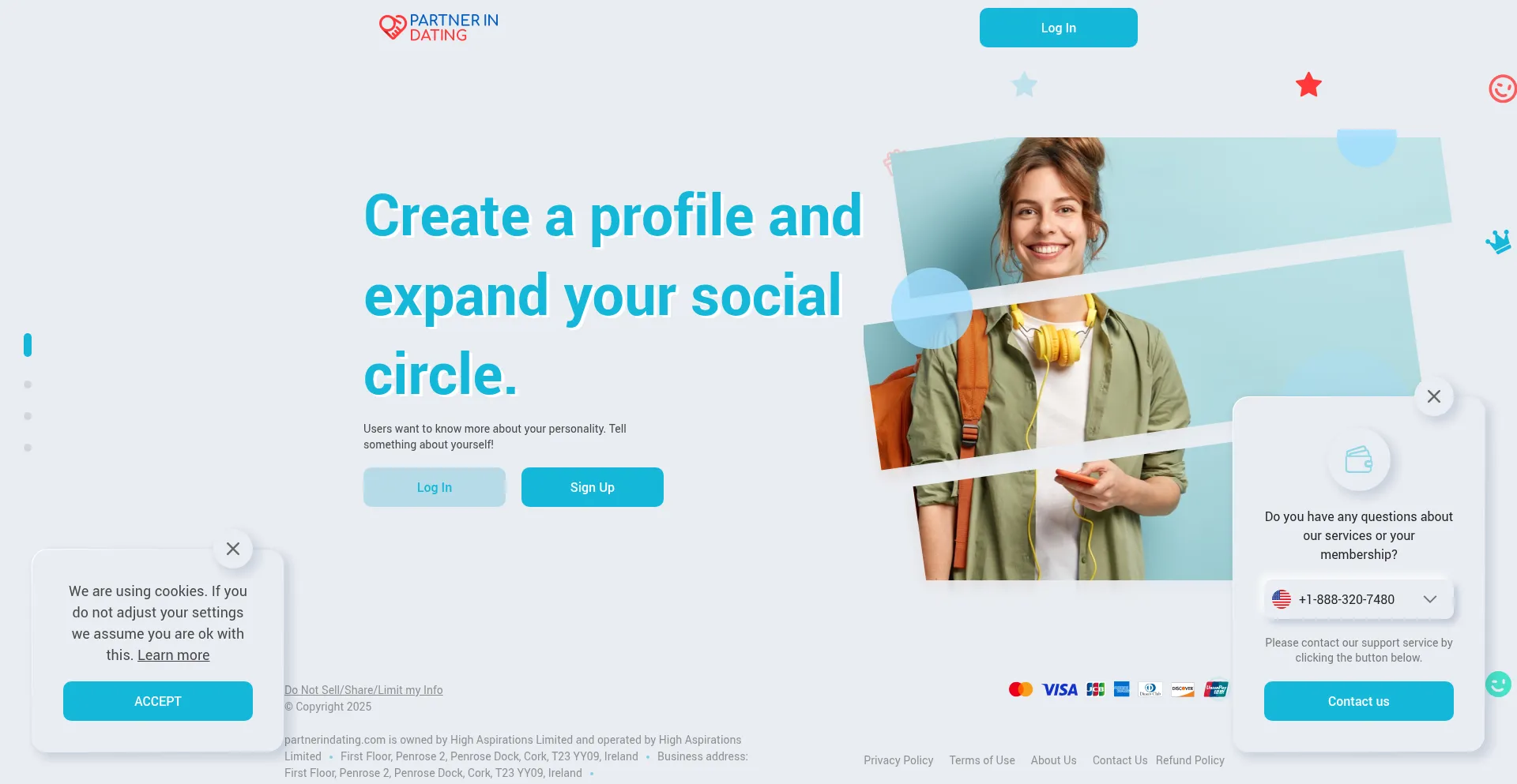 Website screenshot of Partnerindating.com