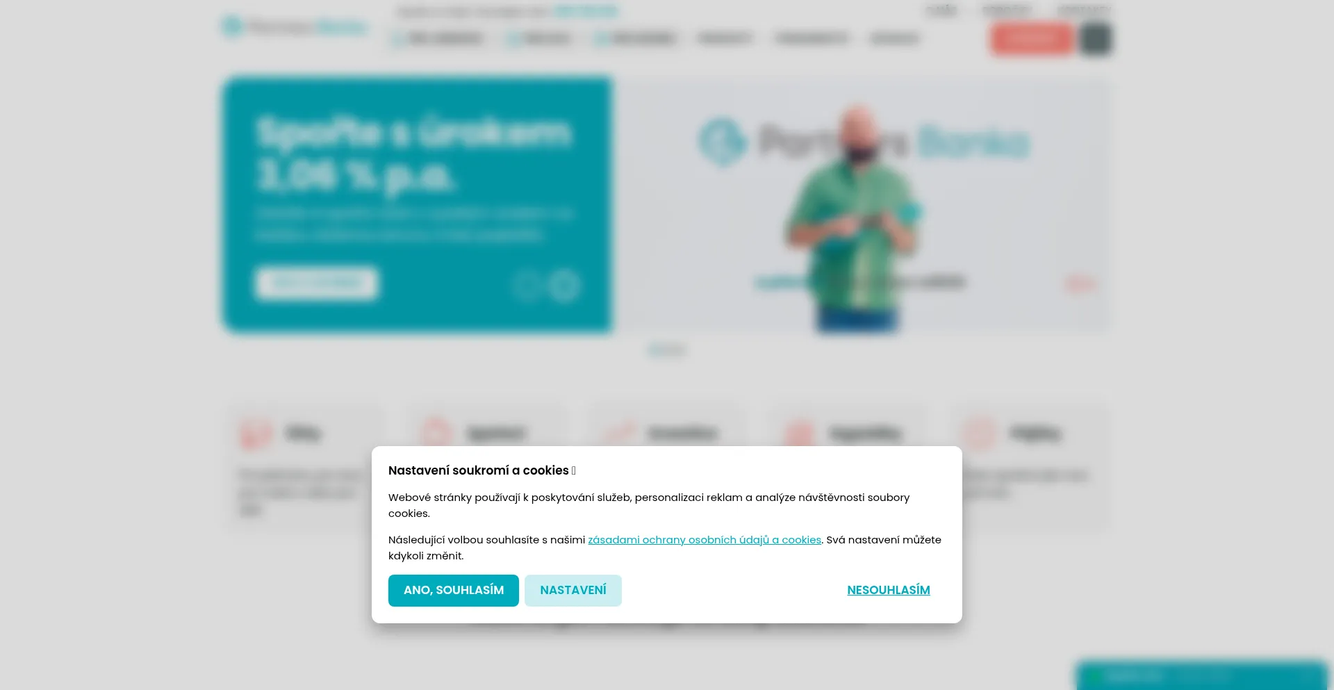 Website screenshot of Partnersbanka.cz