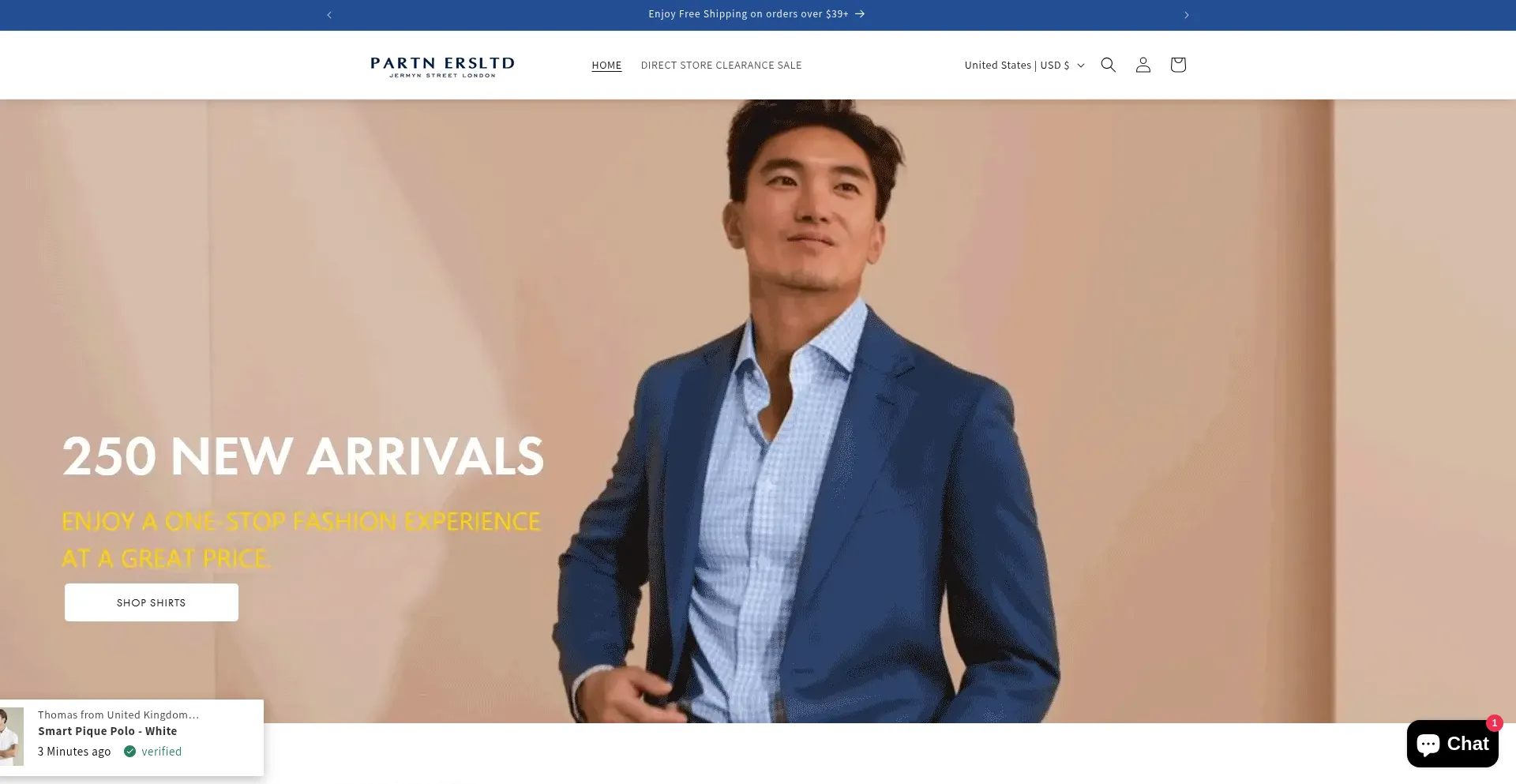 Website screenshot of Partnersltd.shop