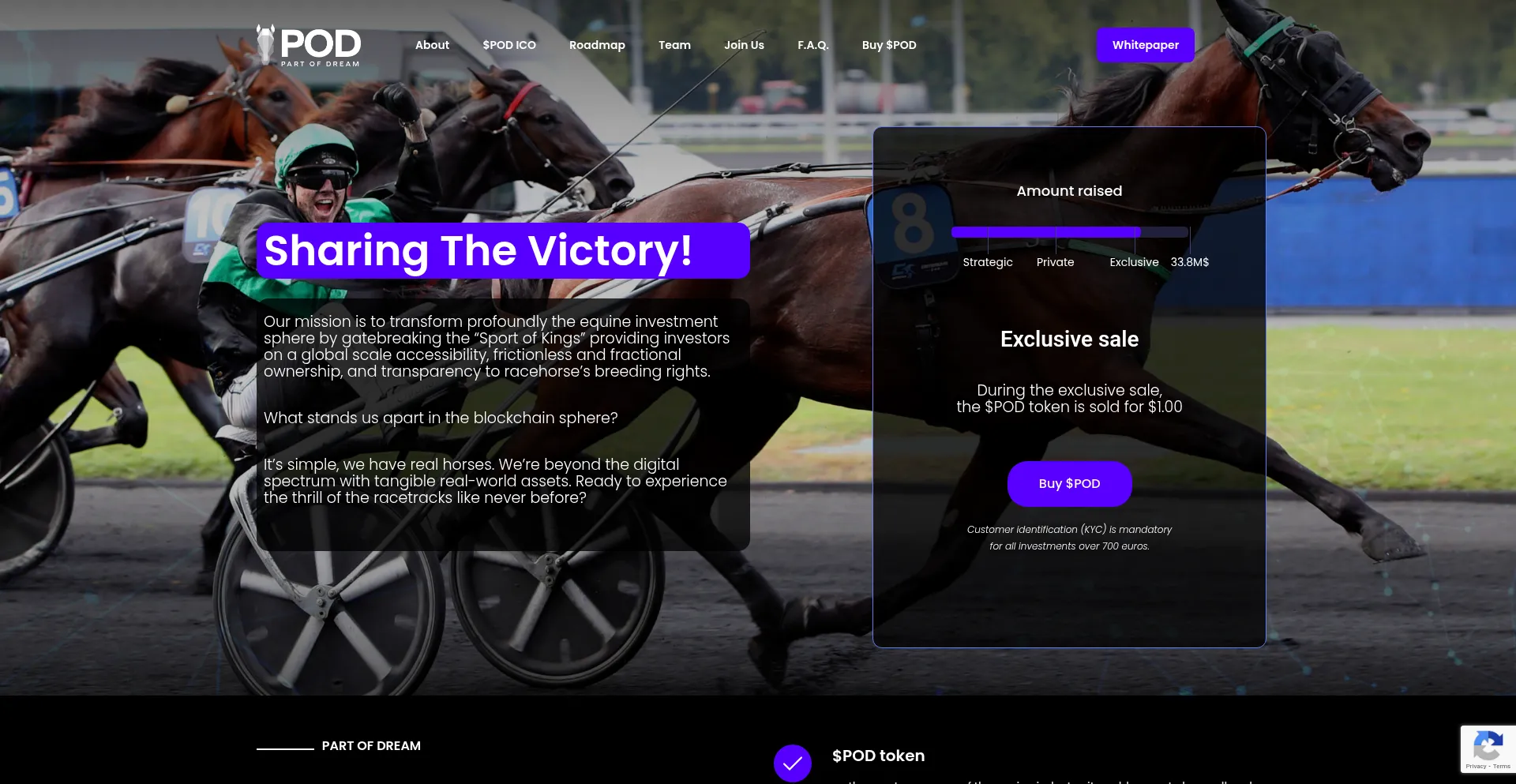 Website screenshot of Partofdream.io