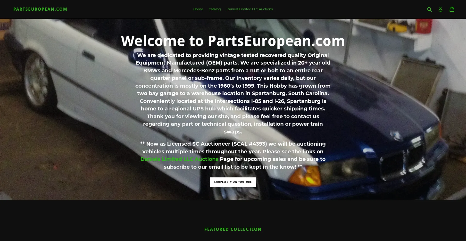 Website screenshot of Partseuropean.com