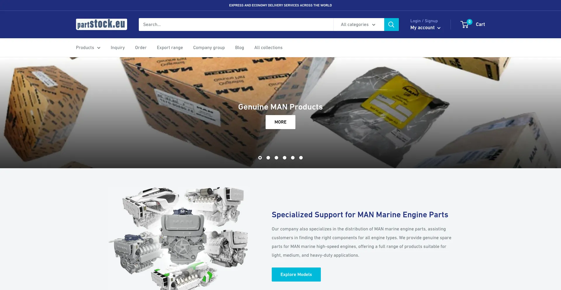 Website screenshot of Partstock.eu