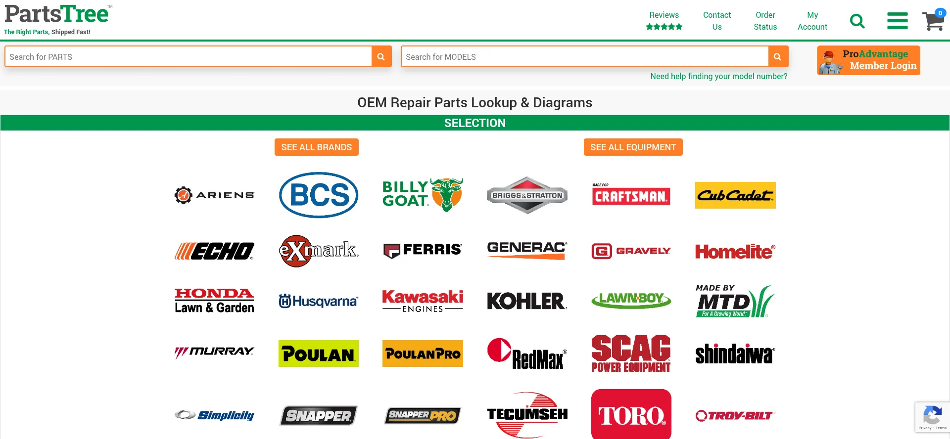 Website screenshot of Partstree.com