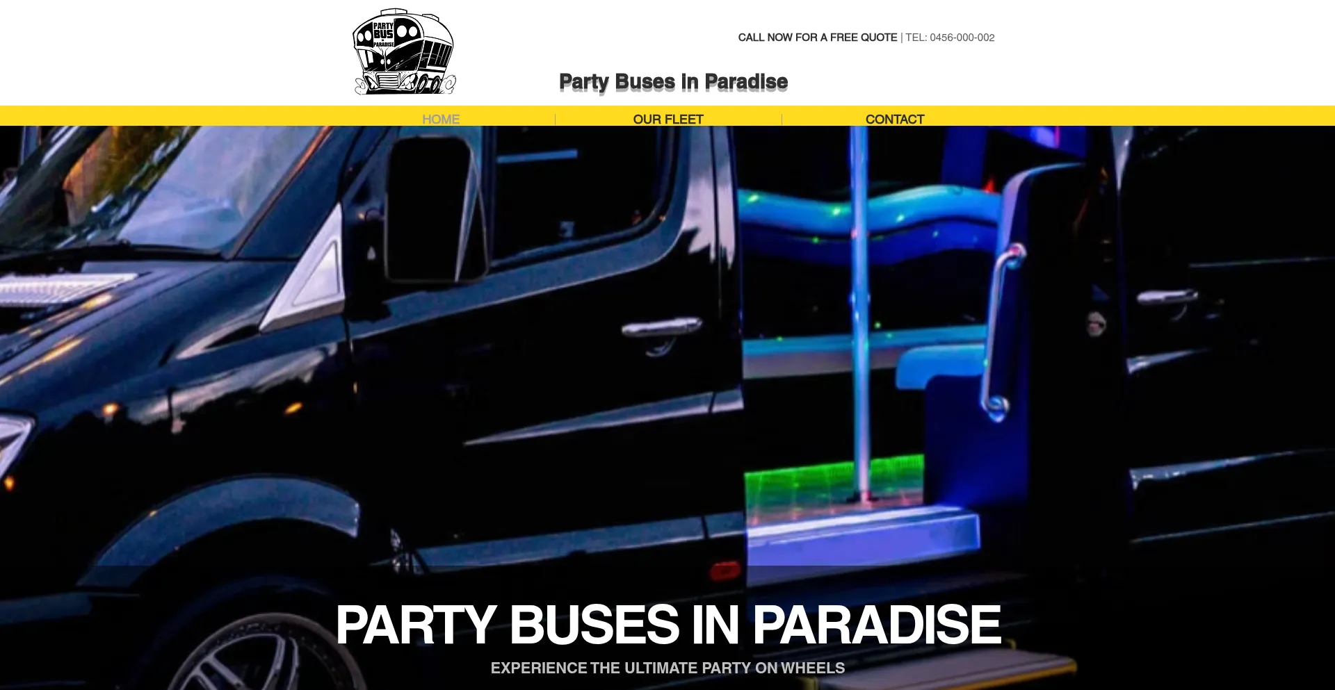 Website screenshot of Partybusesinparadise.com.au