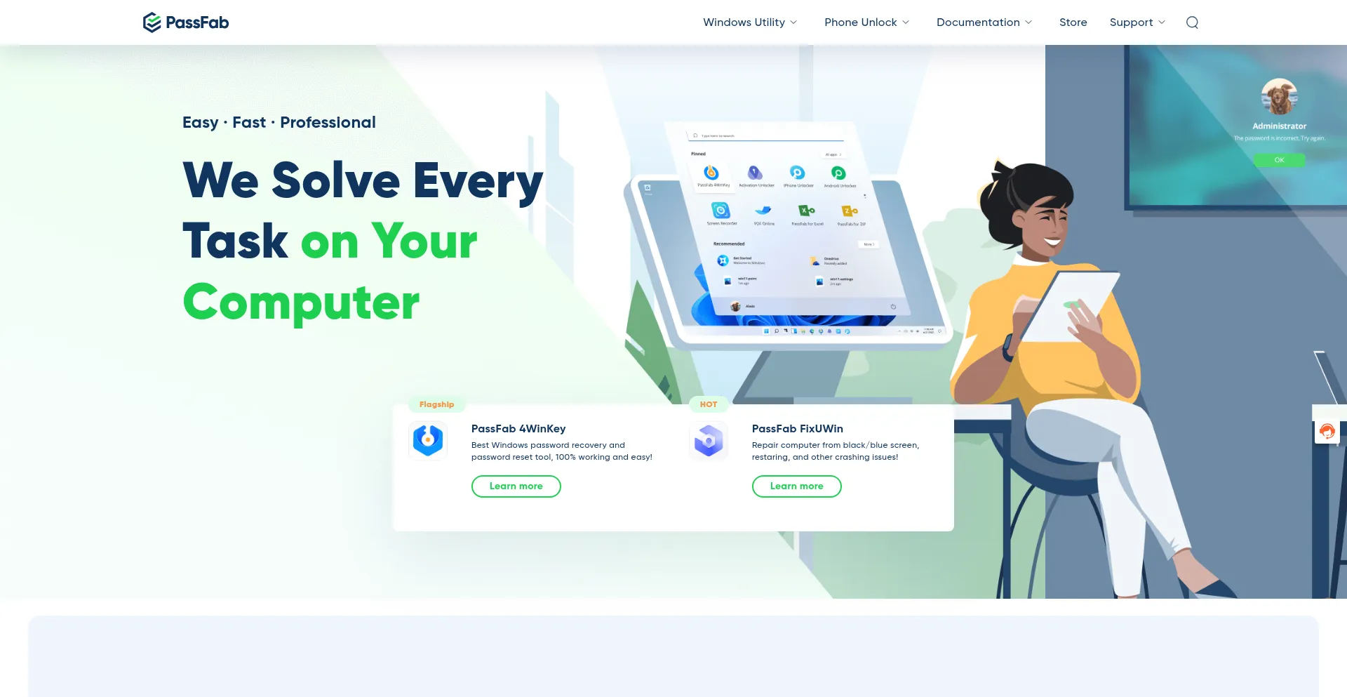 Website screenshot of Passfab.net