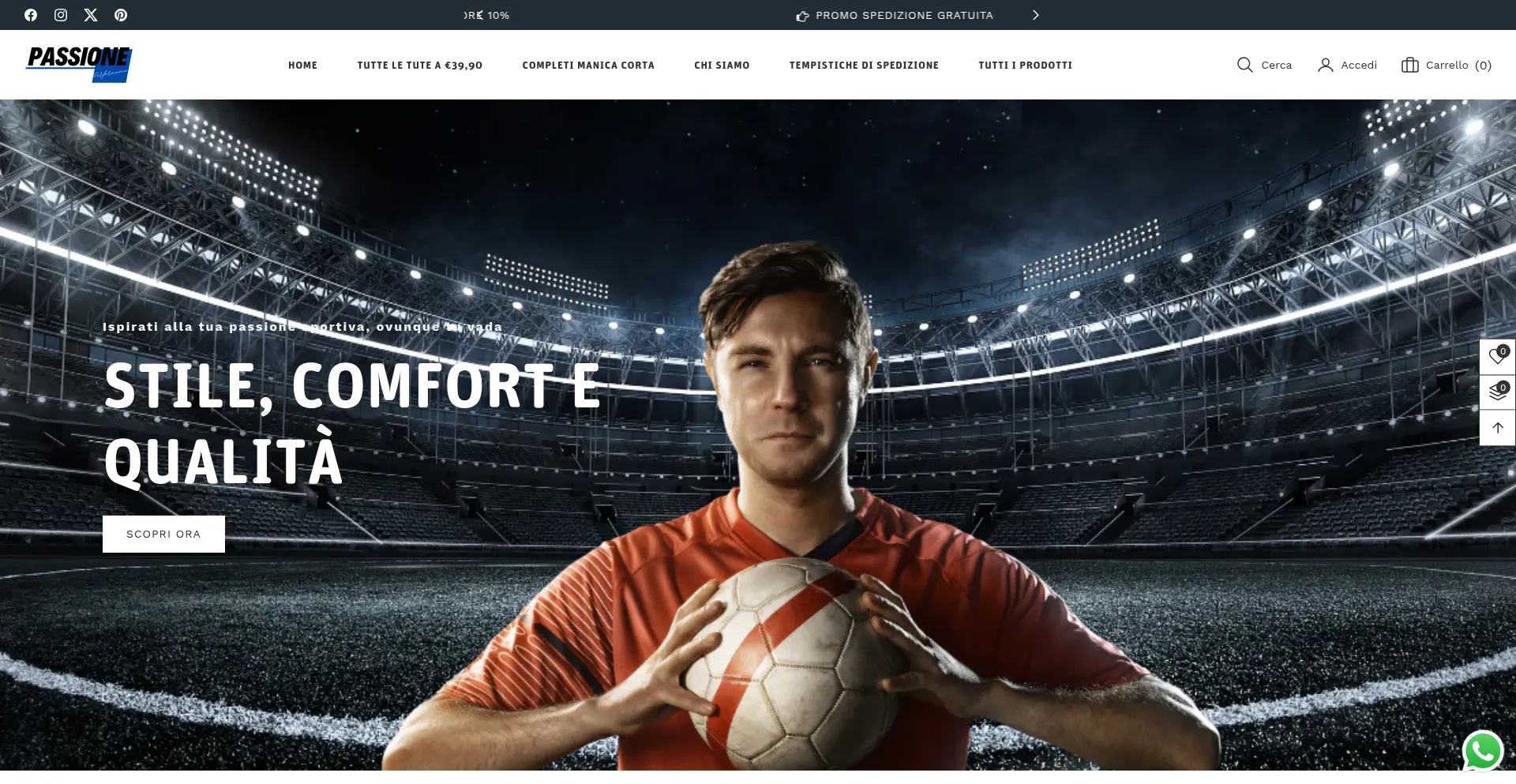 Website screenshot of Passioneperformance.it