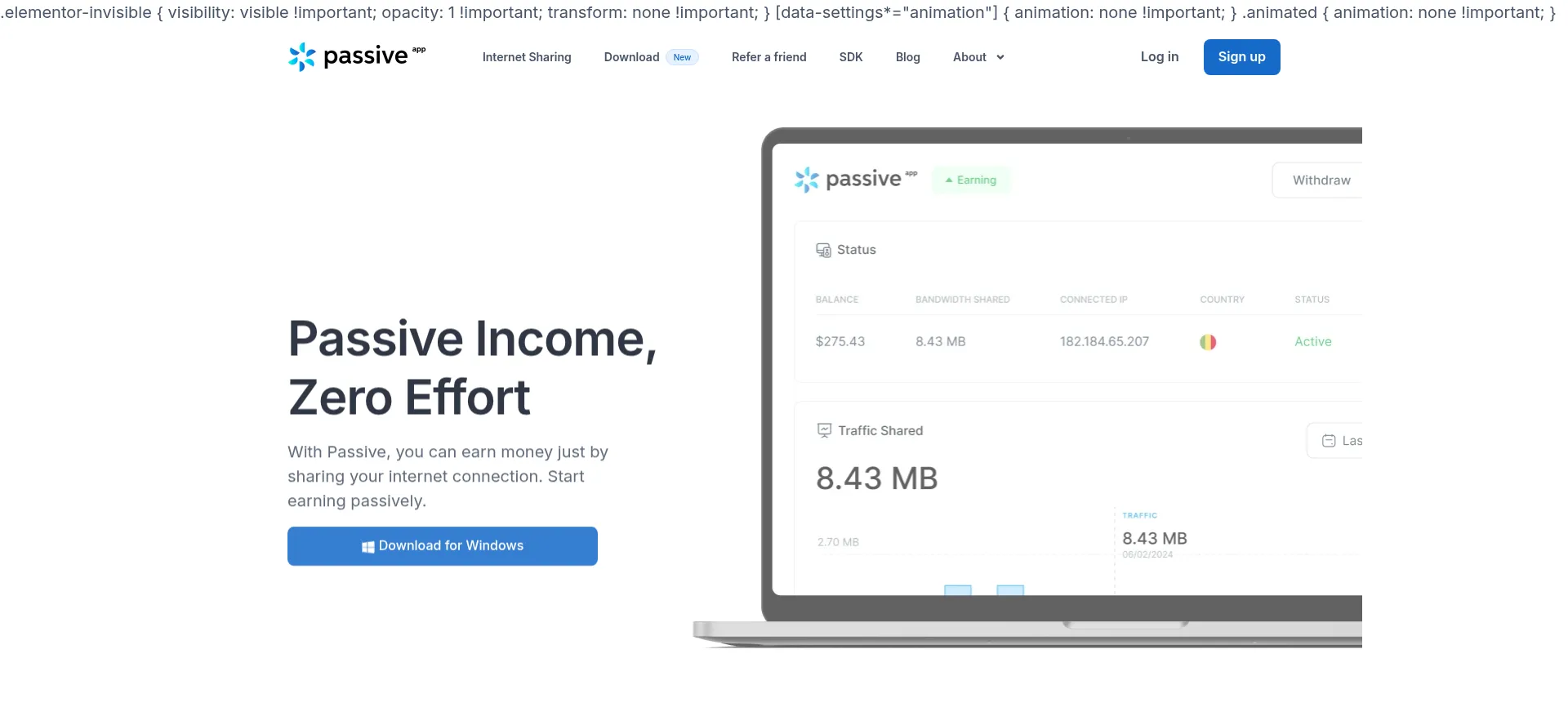 Website screenshot of Passiveapp.com