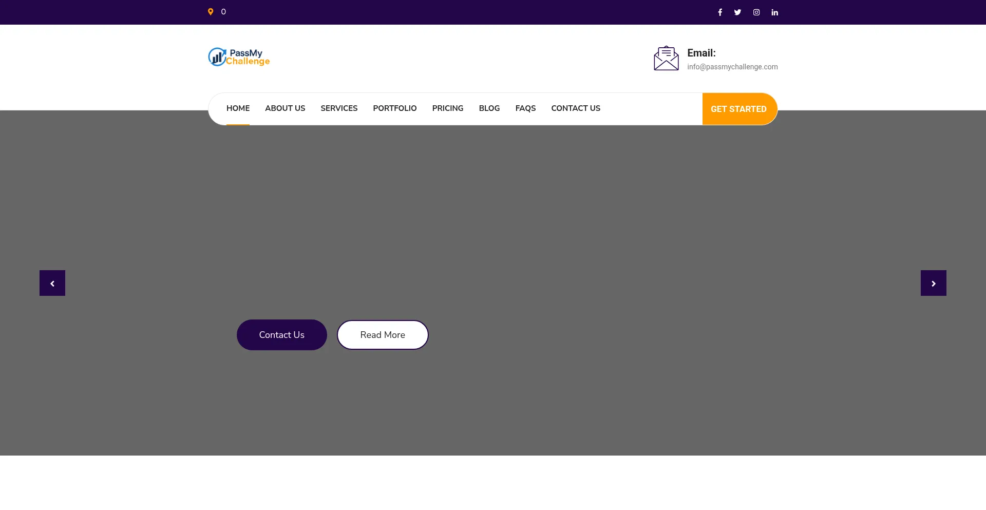 Website screenshot of Passmychallenge.com
