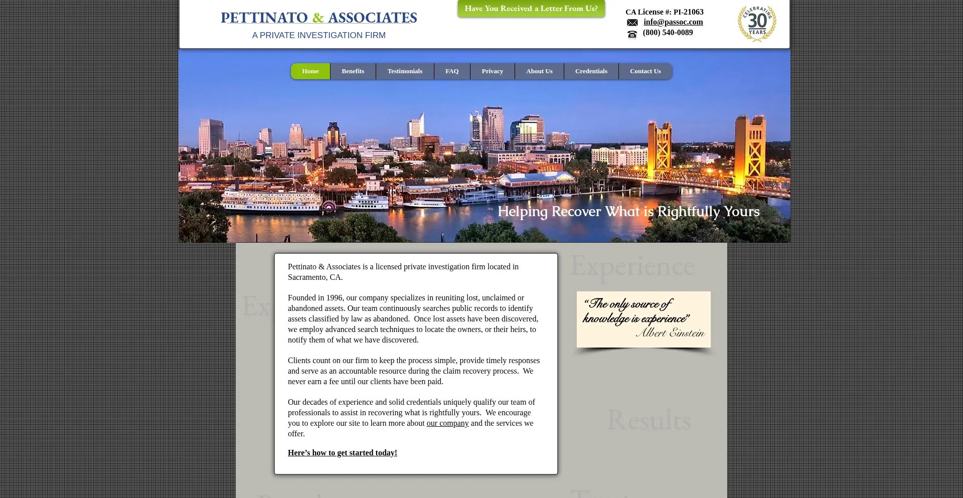 Website screenshot of Passoc.com