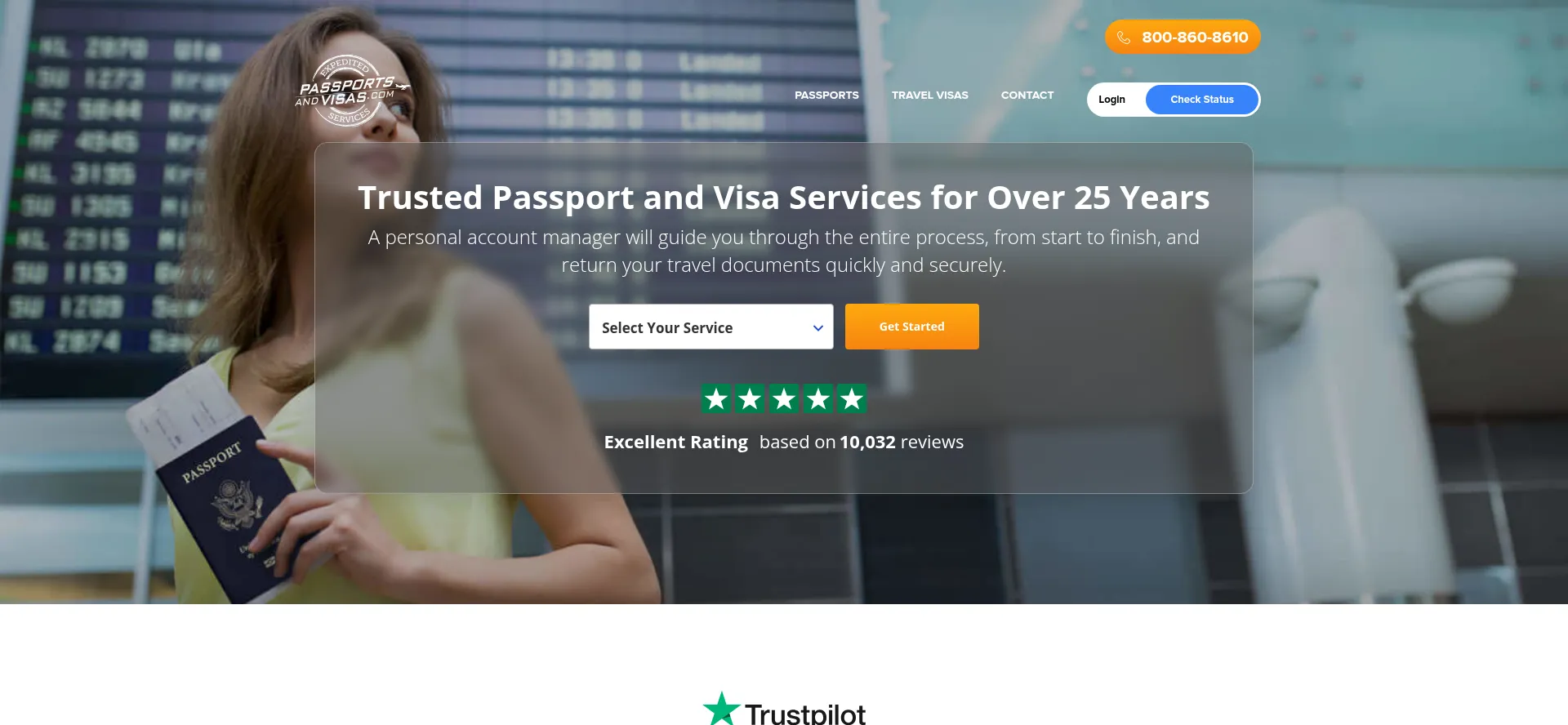 Website screenshot of Passportsandvisas.com