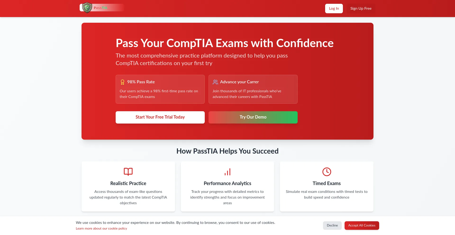 Website screenshot of Passtia.com