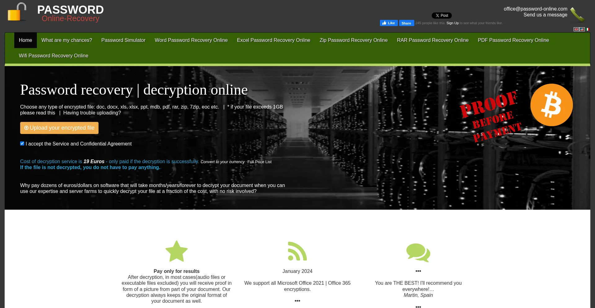 Website screenshot of Password-online.com
