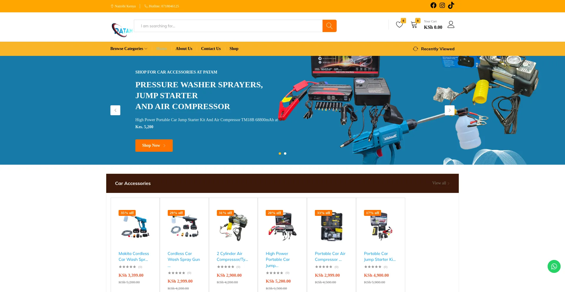 Website screenshot of Patam.co.ke