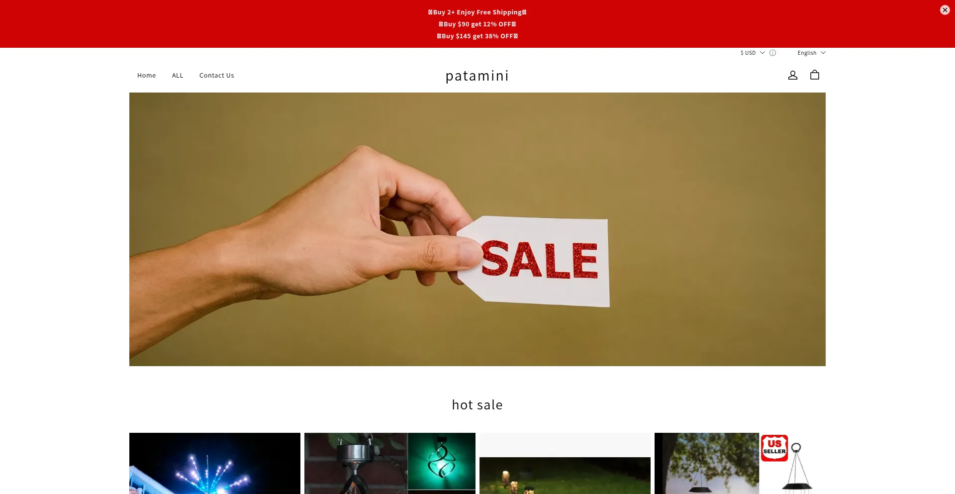 Website screenshot of Patamini.com
