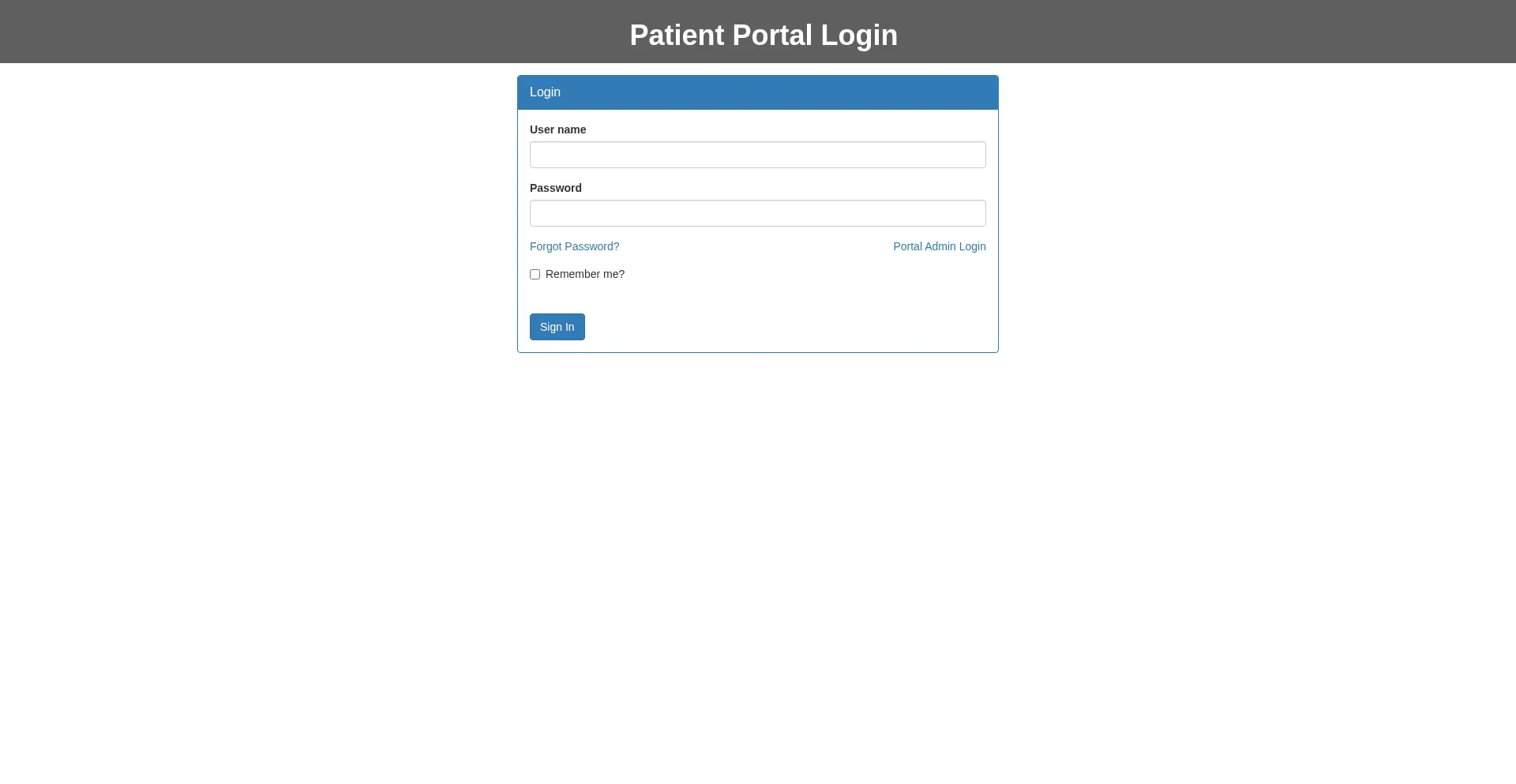 Website screenshot of Patientonlineportal.com