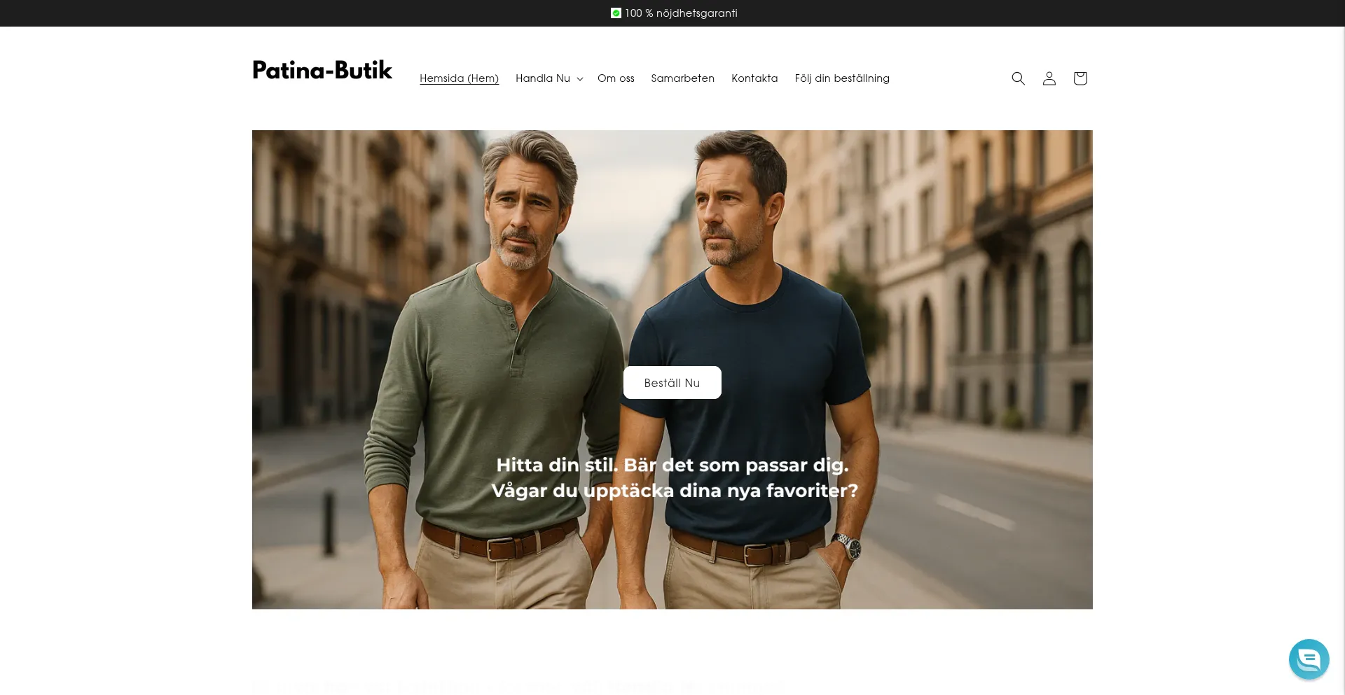 Website screenshot of Patina-butik.com